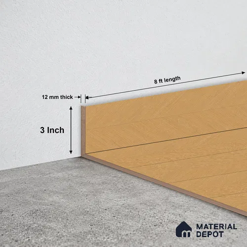MDF Skirting Cheveron TF 00245 E | 8 ft x 3 Inch | Compatible for Laminate Wood Floor LF 00330 B | Clean Edge Cover for Floor-Wall Gap