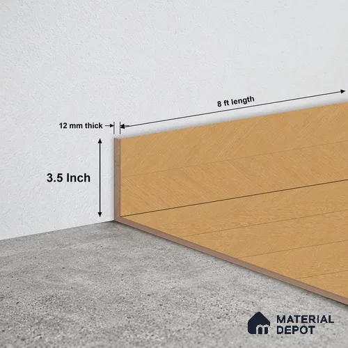MDF Skirting Cheveron TF 00245 F | 8 ft x 3.5 Inch | Compatible for Laminate Wood Floor LF 00330 B | Clean Edge Cover for Floor-Wall Gap