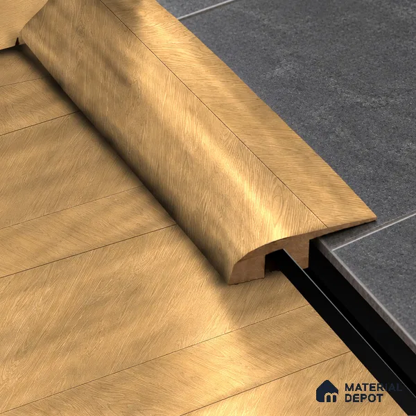 MDF Reducer R Profile Cheveron TF 00245 K | 8 ft x 23 mm x 12 mm | Compatible for Laminate Wood Floor LF 00330 B | Smooth Slope Between High & Low Floors