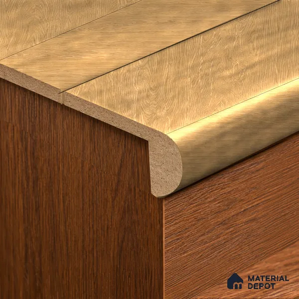 MDF L Nosing Profile Cheveron TF 00245 X | 8 ft x 25 x 45 x 12 mm | Compatible for Laminate Wood Floor LF 00330 B | Protective Edge Finish For Stairs & Steps