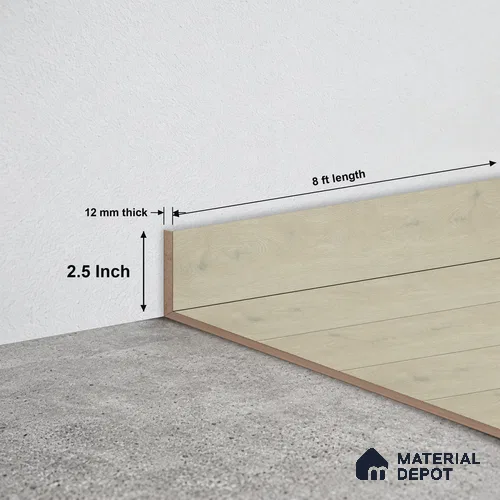 MDF Skirting Elegance Walnut TF 00313 D | 8 ft x 2.5 Inch | Compatible for Laminate Wood Floor LF 00342 | Clean Edge Cover for Floor-Wall Gap