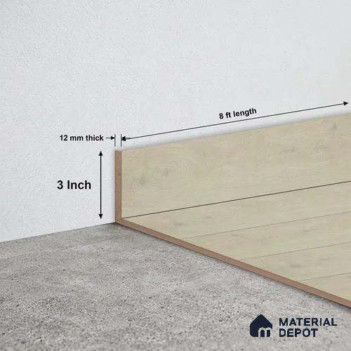 MDF Skirting Elegance Walnut TF 00313 E | 8 ft x 3 Inch | Compatible for Laminate Wood Floor LF 00342 | Clean Edge Cover for Floor-Wall Gap