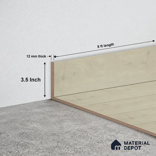 MDF Skirting Elegance Walnut TF 00313 F | 8 ft x 3.5 Inch | Compatible for Laminate Wood Floor LF 00342 | Clean Edge Cover for Floor-Wall Gap