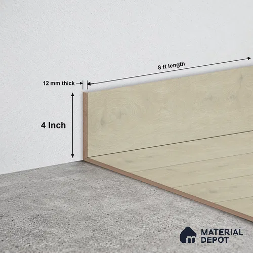 MDF Skirting Elegance Walnut TF 00313 G | 8 ft x 4 Inch | Compatible for Laminate Wood Floor LF 00342 | Clean Edge Cover for Floor-Wall Gap