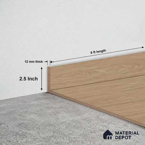 MDF Skirting Elevate TF 00226 D | 8 ft x 2.5 Inch | Compatible for Laminate Wood Floor LF 00325 C | Clean Edge Cover for Floor-Wall Gap