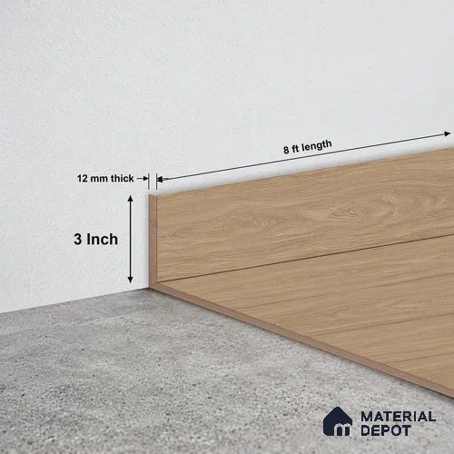 MDF Skirting Elevate TF 00226 E | 8 ft x 3 Inch | Compatible for Laminate Wood Floor LF 00325 C | Clean Edge Cover for Floor-Wall Gap