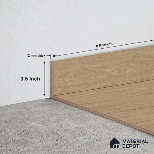 MDF Skirting Elevate TF 00226 F | 8 ft x 3.5 Inch | Compatible for Laminate Wood Floor LF 00325 C | Clean Edge Cover for Floor-Wall Gap