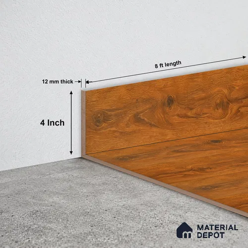 MDF Skirting Evoke TF 00299 G | 8 ft x 4 Inch | Compatible for Laminate Wood Floor LF 00339 D | Clean Edge Cover for Floor-Wall Gap