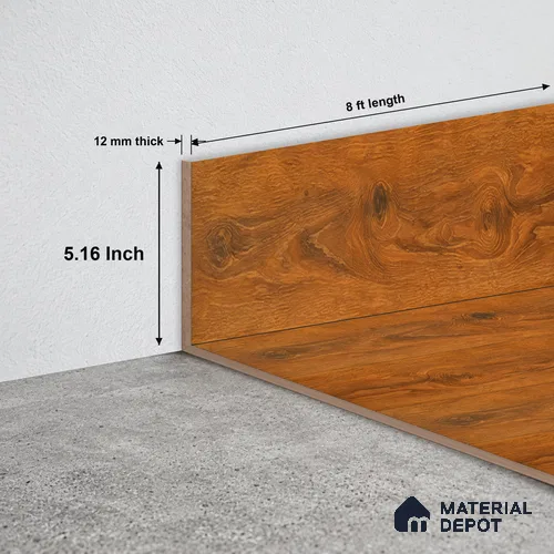 MDF Skirting Evoke TF 00299 Y | 8 ft x 131 mm - 12 mm  | Compatible for Laminate Wood Floor LF 00339 D | Clean Edge Cover for Floor-Wall Gap