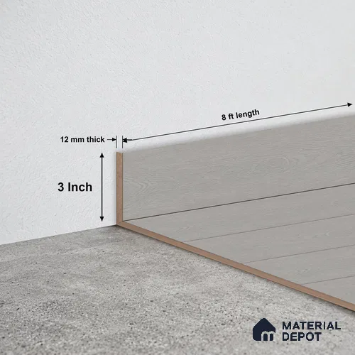 MDF Skirting Heritage TF 00268 E | 8 ft x 3 Inch | Compatible for Laminate Wood Floor LF 00334 C | Clean Edge Cover for Floor-Wall Gap
