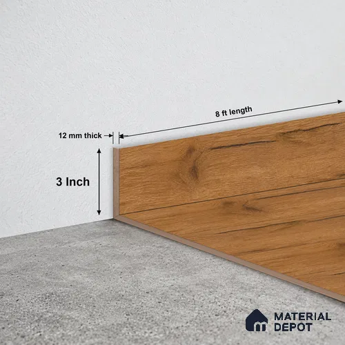 MDF Skirting Herringbone 2.0 TF 00289 E | 8 ft x 3 Inch | Compatible for Laminate Wood Floor LF 00337 E | Clean Edge Cover for Floor-Wall Gap