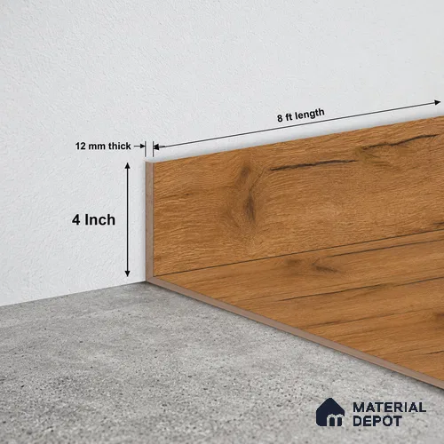 MDF Skirting Herringbone 2.0 TF 00289 G | 8 ft x 4 Inch | Compatible for Laminate Wood Floor LF 00337 E | Clean Edge Cover for Floor-Wall Gap