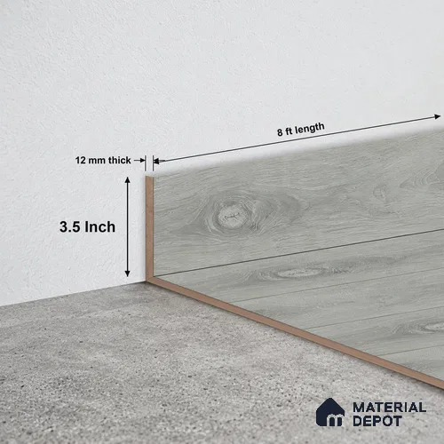 MDF Skirting Herringbone 3.0 Pietra TF 00291 F | 8 ft x 3.5 Inch | Compatible for Laminate Wood Floor LF 00338 B | Clean Edge Cover for Floor-Wall Gap