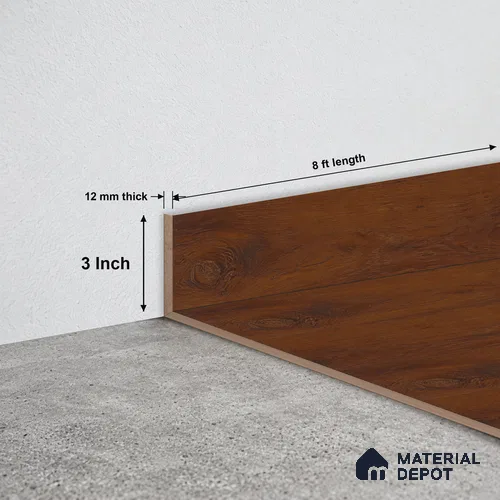 MDF Skirting Herringbone 3.0 Pietra TF 00295 E | 8 ft x 3 Inch | Compatible for Laminate Wood Floor LF 00338 F | Clean Edge Cover for Floor-Wall Gap