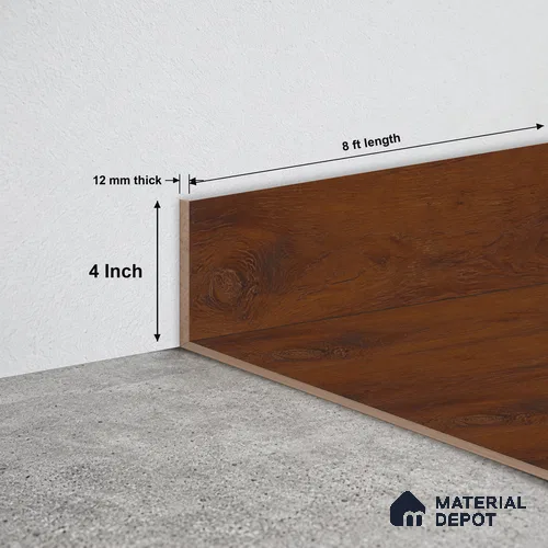 MDF Skirting Herringbone 3.0 Pietra TF 00295 G | 8 ft x 4 Inch | Compatible for Laminate Wood Floor LF 00338 F | Clean Edge Cover for Floor-Wall Gap