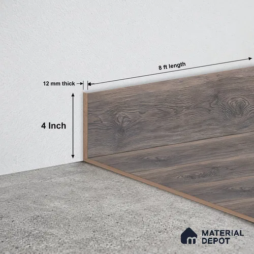MDF Skirting Herringbone TF 00280 G | 8 ft x 4 Inch | Compatible for Laminate Wood Floor LF 00336 | Clean Edge Cover for Floor-Wall Gap