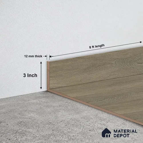 MDF Skirting Immenso TF 00310 E | 8 ft x 3 Inch | Compatible for Laminate Wood Floor LF 00341 D | Clean Edge Cover for Floor-Wall Gap