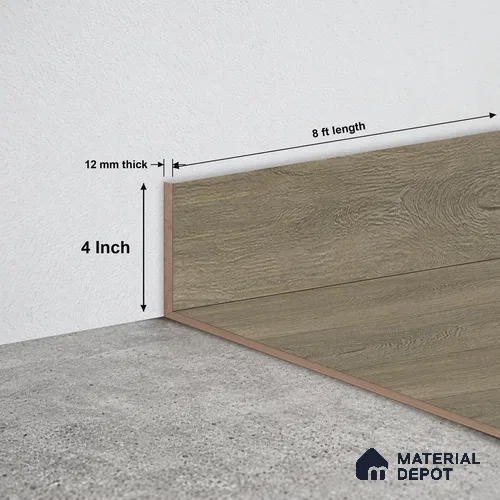 MDF Skirting Immenso TF 00310 G | 8 ft x 4 Inch | Compatible for Laminate Wood Floor LF 00341 D | Clean Edge Cover for Floor-Wall Gap