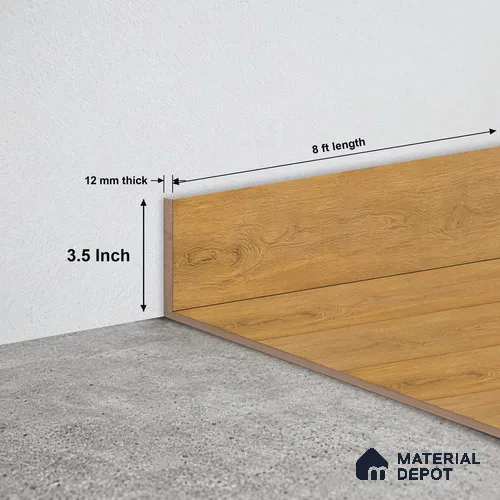 MDF Skirting Immenso TF 00311 F | 8 ft x 3.5 Inch | Compatible for Laminate Wood Floor LF 00341 E | Clean Edge Cover for Floor-Wall Gap