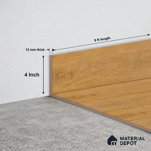 MDF Skirting Immenso TF 00311 G | 8 ft x 4 Inch | Compatible for Laminate Wood Floor LF 00341 E | Clean Edge Cover for Floor-Wall Gap