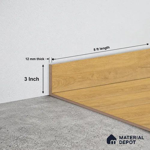 MDF Skirting Immenso TF 00307 E | 8 ft x 3 Inch | Compatible for Laminate Wood Floor LF 00341 | Clean Edge Cover for Floor-Wall Gap