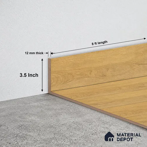 MDF Skirting Immenso TF 00307 F | 8 ft x 3.5 Inch | Compatible for Laminate Wood Floor LF 00341 | Clean Edge Cover for Floor-Wall Gap
