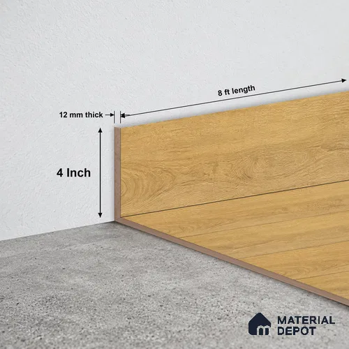 MDF Skirting Immenso TF 00307 G | 8 ft x 4 Inch | Compatible for Laminate Wood Floor LF 00341 | Clean Edge Cover for Floor-Wall Gap