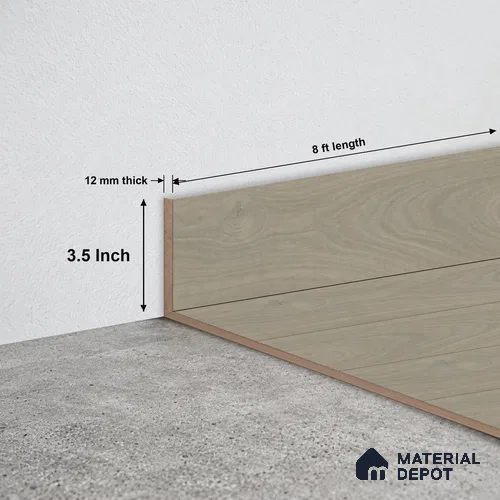 MDF Skirting Intrigue walnut TF 00322 F | 8 ft x 3.5 Inch | Compatible for Laminate Wood Floor LF 00343 B | Clean Edge Cover for Floor-Wall Gap