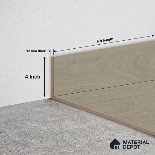 MDF Skirting Intrigue walnut TF 00322 G | 8 ft x 4 Inch | Compatible for Laminate Wood Floor LF 00343 B | Clean Edge Cover for Floor-Wall Gap