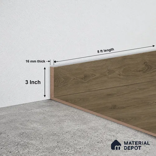 MDF Skirting | TF 00629 I | 8 ft x 3 Inch - 16 mm | Compatible for Laminate Wood Floor LF 00360 E | Clean Edge Cover for Floor-Wall Gap