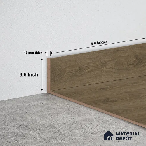 MDF Skirting | TF 00629 J | 8 ft x 3.5 Inch - 16 mm | Compatible for Laminate Wood Floor LF 00360 E | Clean Edge Cover for Floor-Wall Gap