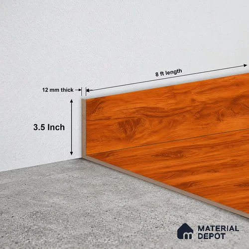MDF Skirting Majestic TF 00208 F | 8 ft x 3.5 Inch | Compatible for Laminate Wood Floor LF 00322 | Clean Edge Cover for Floor-Wall Gap