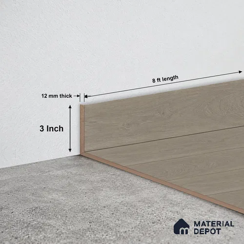 MDF Skirting Majestic TF 00209 E | 8 ft x 3 Inch | Compatible for Laminate Wood Floor LF 00322 B | Clean Edge Cover for Floor-Wall Gap