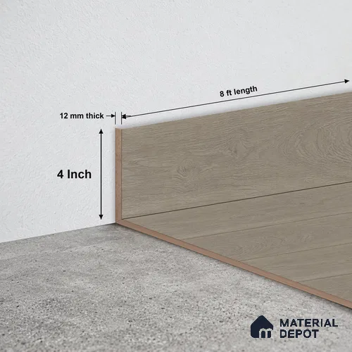 MDF Skirting Majestic TF 00209 G | 8 ft x 4 Inch | Compatible for Laminate Wood Floor LF 00322 B | Clean Edge Cover for Floor-Wall Gap