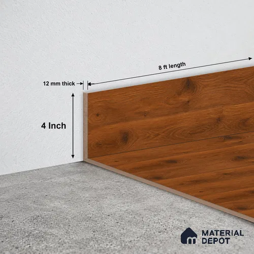 MDF Skirting Majestic TF 00210 G | 8 ft x 4 Inch | Compatible for Laminate Wood Floor LF 00322 C | Clean Edge Cover for Floor-Wall Gap