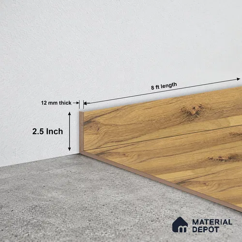 MDF Skirting Majestic TF 00211 D | 8 ft x 2.5 Inch | Compatible for Laminate Wood Floor LF 00322 D | Clean Edge Cover for Floor-Wall Gap