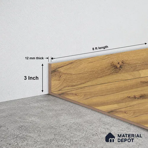 MDF Skirting Majestic TF 00211 E | 8 ft x 3 Inch | Compatible for Laminate Wood Floor LF 00322 D | Clean Edge Cover for Floor-Wall Gap