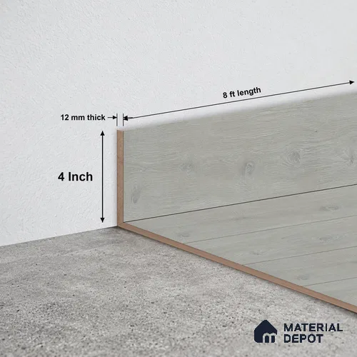 MDF Skirting Majestic TF 00212 G | 8 ft x 4 Inch | Compatible for Laminate Wood Floor LF 00322 E | Clean Edge Cover for Floor-Wall Gap