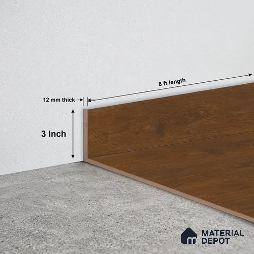 MDF Skirting Majestic TF 00213 E | 8 ft x 3 Inch | Compatible for Laminate Wood Floor LF 00322 F | Clean Edge Cover for Floor-Wall Gap