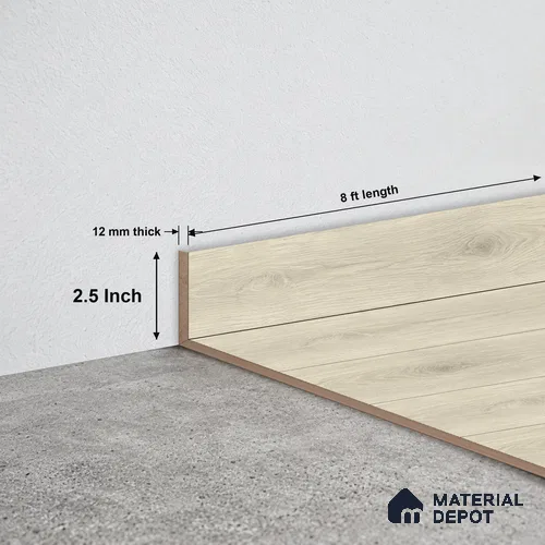 MDF Skirting Majesty Grande TF 00336 D | 8 ft x 2.5 Inch | Compatible for Laminate Wood Floor LF 00345 B | Clean Edge Cover for Floor-Wall Gap