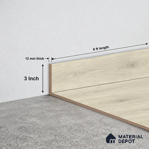 MDF Skirting Majesty Grande TF 00336 E | 8 ft x 3 Inch | Compatible for Laminate Wood Floor LF 00345 B | Clean Edge Cover for Floor-Wall Gap