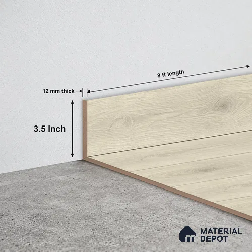 MDF Skirting Majesty Grande TF 00336 F | 8 ft x 3.5 Inch | Compatible for Laminate Wood Floor LF 00345 B | Clean Edge Cover for Floor-Wall Gap
