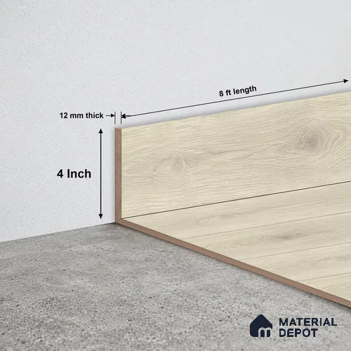 MDF Skirting Majesty Grande TF 00336 G | 8 ft x 4 Inch | Compatible for Laminate Wood Floor LF 00345 B | Clean Edge Cover for Floor-Wall Gap