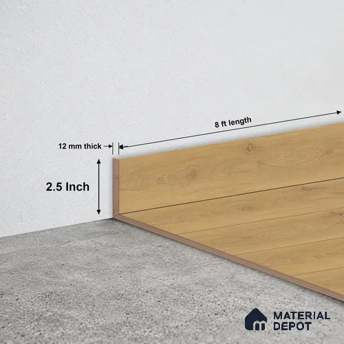 MDF Skirting Majesty Grande TF 00337 D | 8 ft x 2.5 Inch | Compatible for Laminate Wood Floor LF 00345 C | Clean Edge Cover for Floor-Wall Gap