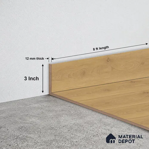 MDF Skirting Majesty Grande TF 00337 E | 8 ft x 3 Inch | Compatible for Laminate Wood Floor LF 00345 C | Clean Edge Cover for Floor-Wall Gap