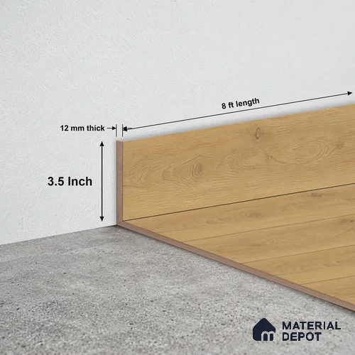 MDF Skirting Majesty Grande TF 00337 F | 8 ft x 3.5 Inch | Compatible for Laminate Wood Floor LF 00345 C | Clean Edge Cover for Floor-Wall Gap