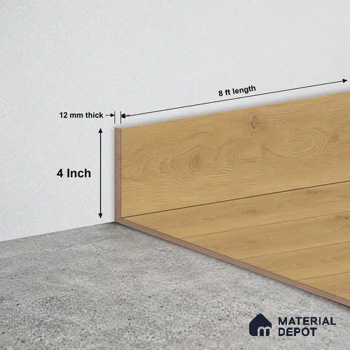 MDF Skirting Majesty Grande TF 00337 G | 8 ft x 4 Inch | Compatible for Laminate Wood Floor LF 00345 C | Clean Edge Cover for Floor-Wall Gap