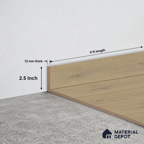 MDF Skirting Majesty Grande TF 00338 D | 8 ft x 2.5 Inch | Compatible for Laminate Wood Floor LF 00345 D | Clean Edge Cover for Floor-Wall Gap