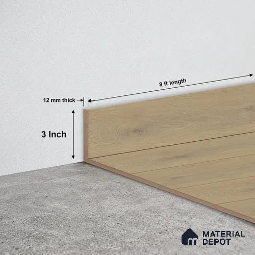 MDF Skirting Majesty Grande TF 00338 E | 8 ft x 3 Inch | Compatible for Laminate Wood Floor LF 00345 D | Clean Edge Cover for Floor-Wall Gap