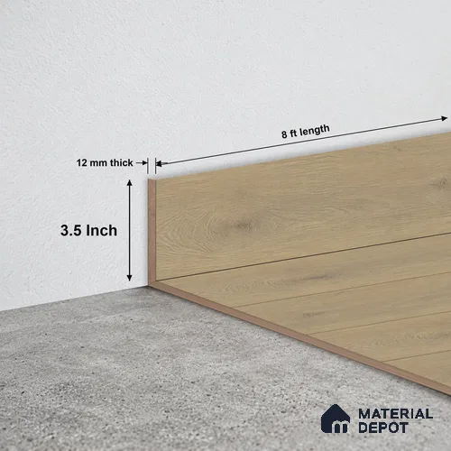MDF Skirting Majesty Grande TF 00338 F | 8 ft x 3.5 Inch | Compatible for Laminate Wood Floor LF 00345 D | Clean Edge Cover for Floor-Wall Gap